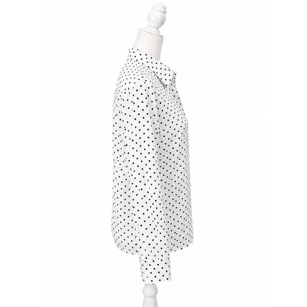 Parisian Preppy Polka Dot Classic Button Down J.Crew Perfect Shirt Cotton 10